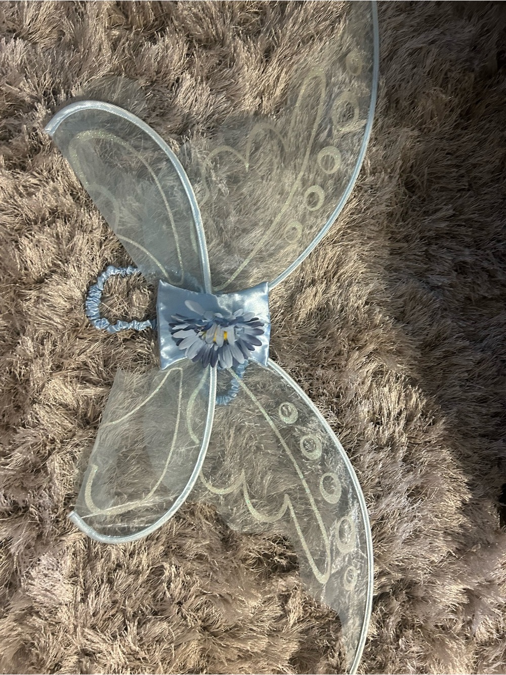 Light Blue Sheer Fairy Wings with Flower Accent